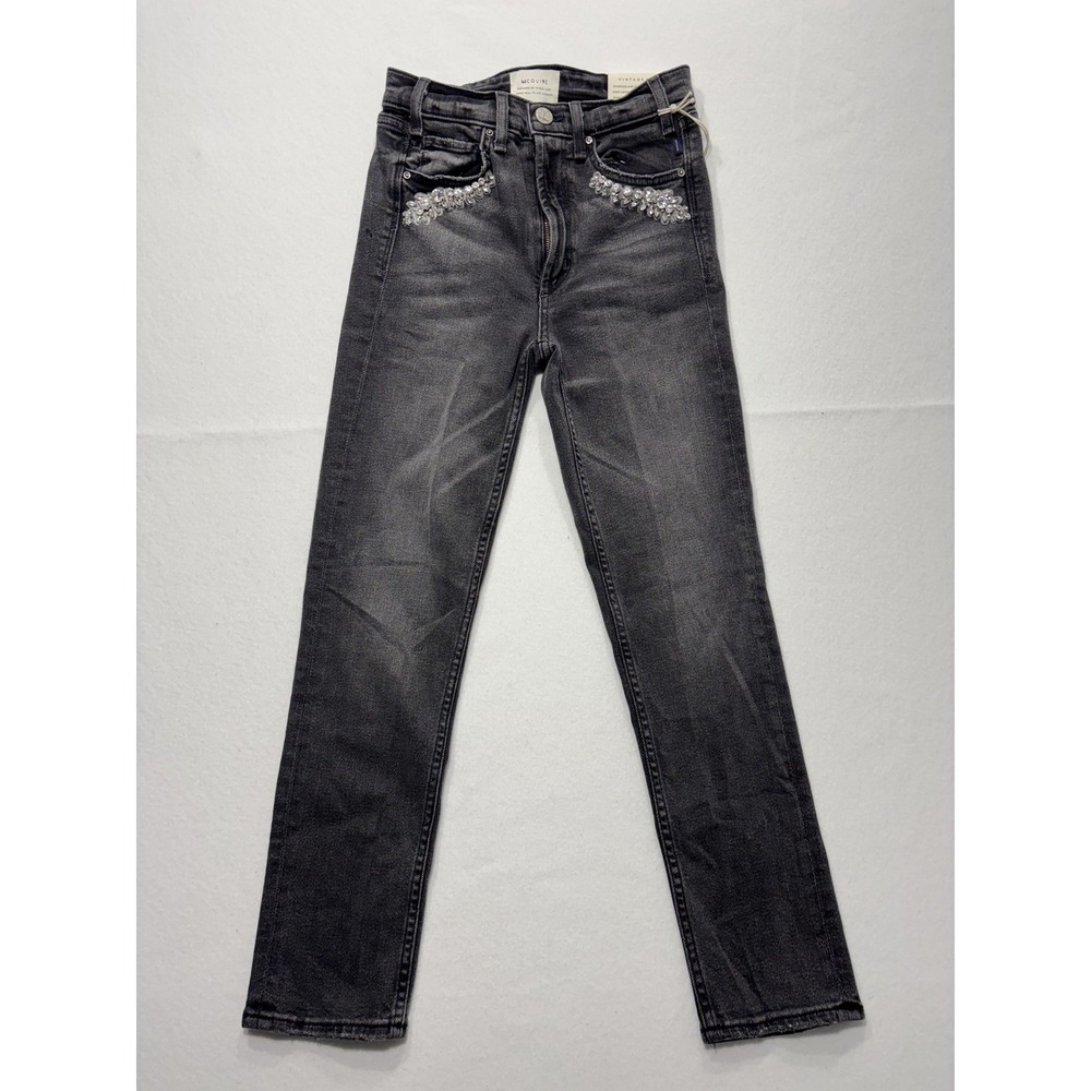McGuire Bellwoods Vintage Slim Jeans Womens 25 Gray Beaded Rhinestone 25x30